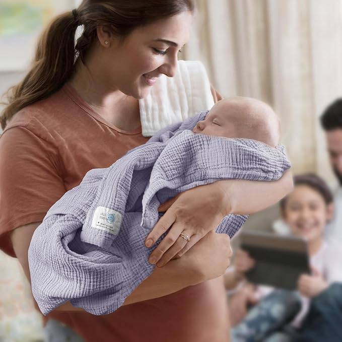 Lulu moon Muslin Quilt Blanket, Crib Blanket for Baby and Toddler,47x47 Inches(Purple)