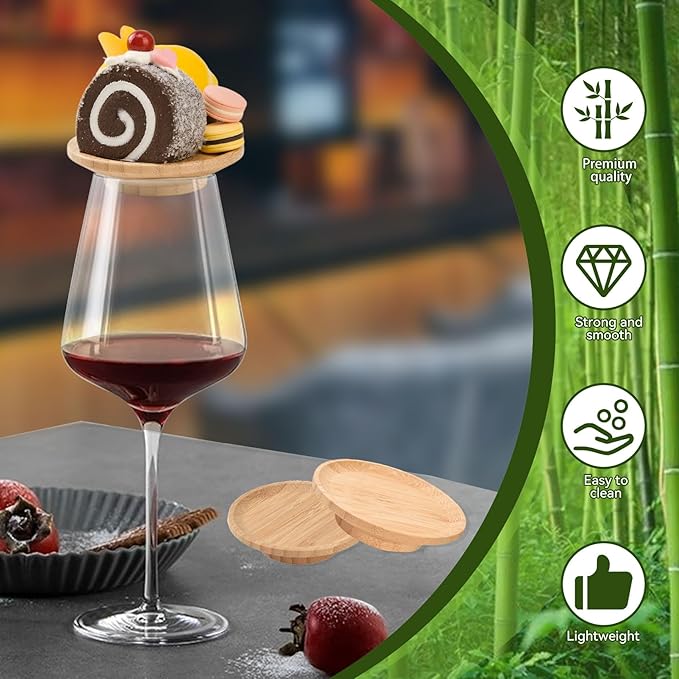 6 Pcs Wine Glass Charcuterie Topper, Wine Glass Topper Coasters Plate, Wine Glass Charcuterie Board Topper for Family Gatherings, Restaurants, Bars