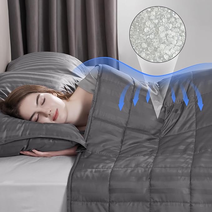 Weighted Blanket for Adult,25lbs Heavy Weighted Blanket 80"x87" Breathable Cooling Summer Blankets, Ultra Soft Cotton Comfort Throw Blanket with Glass Beads for All-Season (Dark Grey)