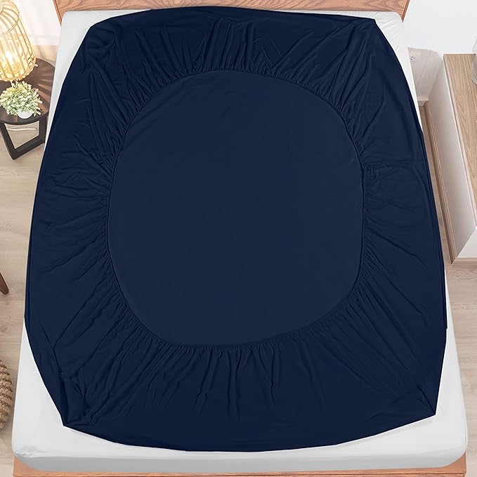 Utopia Bedding Waterproof Mattress Protector Crib Size, Premium Terry Mattress Cover 200 GSM, Breathable, Fitted Style with Stretchable Pockets (Navy)