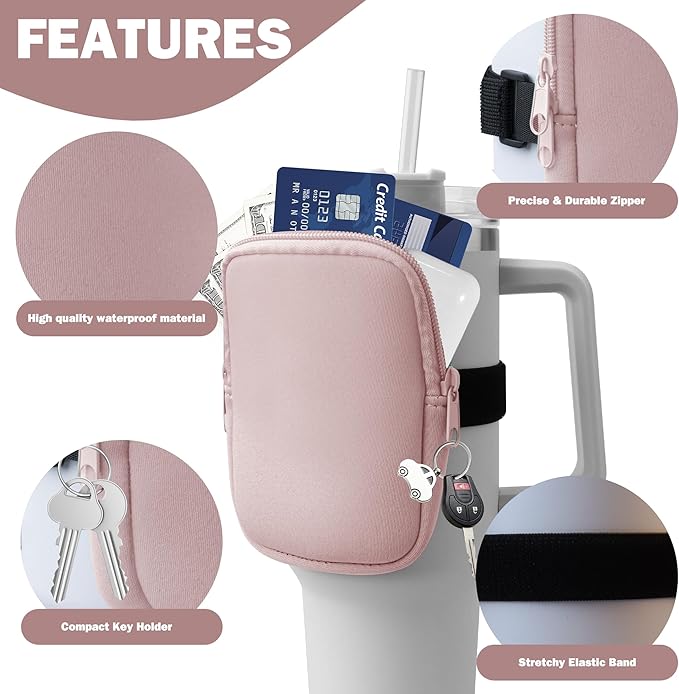 Water Bottle Pouch for Stanley 40 oz Tumbler with Handle - Gym Accessories for Women, Cup Belt Bag Compatible with Stanley/Simple Modern Tumbler Accessories