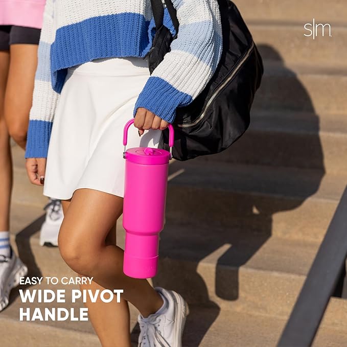 Simple Modern Trek Pivot | 40oz Flip Straw Tumbler with Handle | Water Bottle & Boot | Interchangeable Straw & Chug Lids | Insulated Stainless Steel Jug | Gym Sports Outdoors | Blush