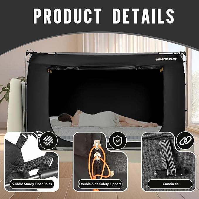 Bed Tent Queen Size, Bed Canopy Tents, Portable Sleeping Tents, Dream Tents for Adult and Kids, Breathable 70% Blackout Privacy Space, Canopy Tent for Bed with Three Doors (Mattress Not Included)