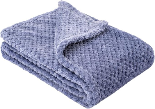 Fuzzy Blanket or Fluffy Blanket for Baby, Soft Warm Cozy Coral Fleece Toddler, Infant or Newborn Receiving Blanket for Crib, Stroller, Travel, Decorative (28Wx40L, XS-Pearl Blue)