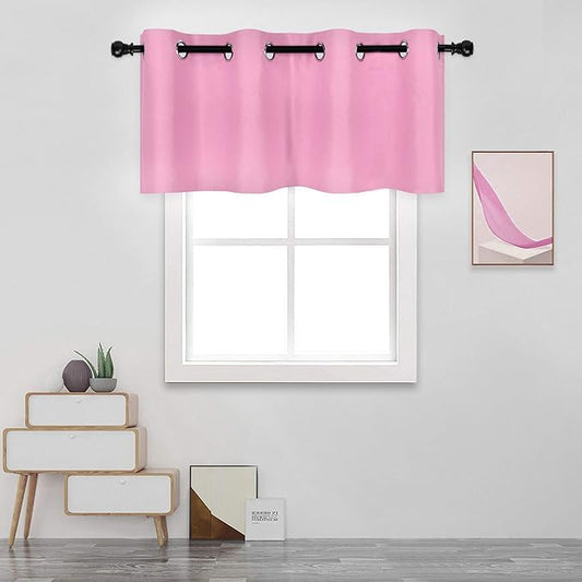Brush Pink Valance for Girls Bedroom Blackout Grommet Top Valance Window Treatment for Living Room Short Straight Drape Valance for Nursery Baby Girls Room 52X18 1 Panel