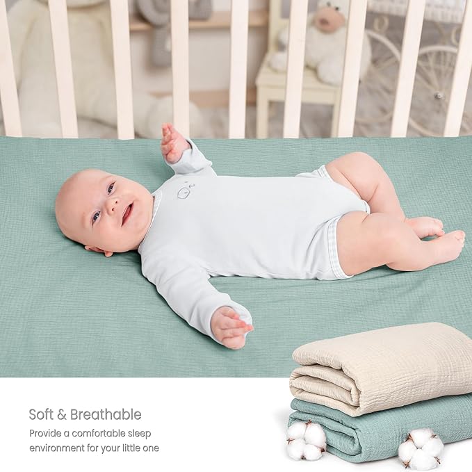 Lulu moon Muslin Crib Sheets - Fitted Crib Mattress Sheets for Boys and Girl - 28"x 52", 2 Pack