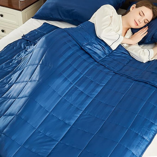 Weighted Blanket (36"x48" 5lbs) Weighted Blanket Cooling Blanket for Sleeping,Throw Size Breathable Blanket with Premium Glass Bead(Navy Blue)