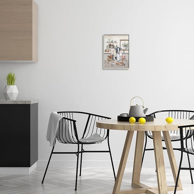 Stupell Industries Farm Animals in Kitchen Gray Framed Giclee Art Design by Pam Britton