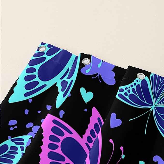 AILONEN Colorful Butterfly Shower Curtain, Butterfly Bath Curtain for Bathroom Decor,Polyester Waterproof with 12 Plastic Hooks 60" W*72" H