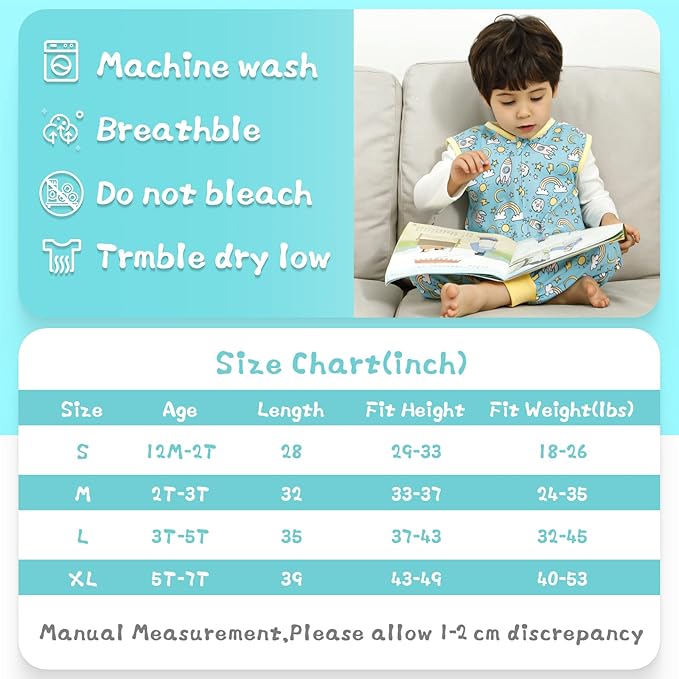 WONDAY Toddler Sleeping Sack, Sleep Sack 3t-5t, Sleep Sack with Legs Baby Wearable Blanket, Toddler Sleep Sacks with Feet, Sleeveless Cotton Sleep Sack for Toddlers