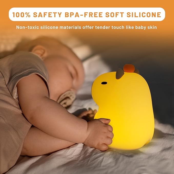 Night Light for Kids, Cute Capybara Silicone Night Lamp with 20min Timing Device, Rechargeable Lamps Touch Control Lamp, Tap Control, for Girls and Boys