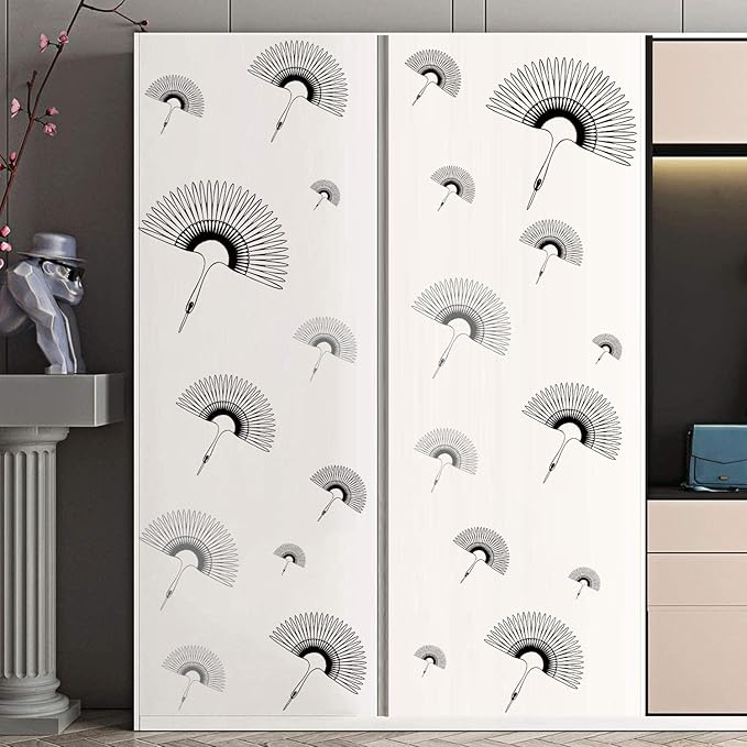 Black Leaves Wall Sticker Modern Wall Decal Black Boho Wall Sticker for Living Room Decor Nordic Leaves Wall Art Stickers for Bedroom Peel and Stick Fans Wallpaper Stickers for Kids Room Kitchen Decor