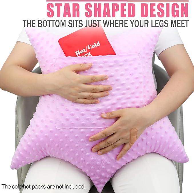 Star Hysterectomy Abdominal Pillows with 2 Pockets, Stomach Pillow after Surgery C-Section Tummy Tuck Support Gifts with Hands Placement Pouch Endometriosis Comfort Recovery Women Men Lavender