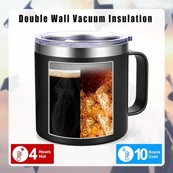 Lifecapido Graduation Gifts, One Degree Hotter 14oz Stainless Steel Coffee Mug with Handle, College Masters Degree Phd Graduation Gifts High School Graduation Gifts Christmas Gifts for Her Him (Black)