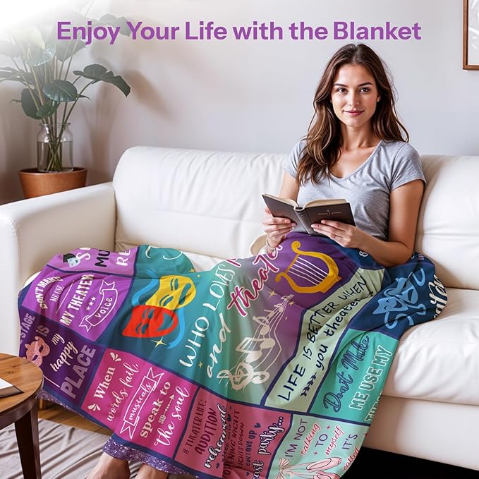 Theater Gifts, Theater Gifts for Girls, Theatre Gifts, Gifts for Theater Lovers, Musical Theater Gifts, Broadway Gifts, Theater Blanket for Girls on Birthday Christmas 40x50 in