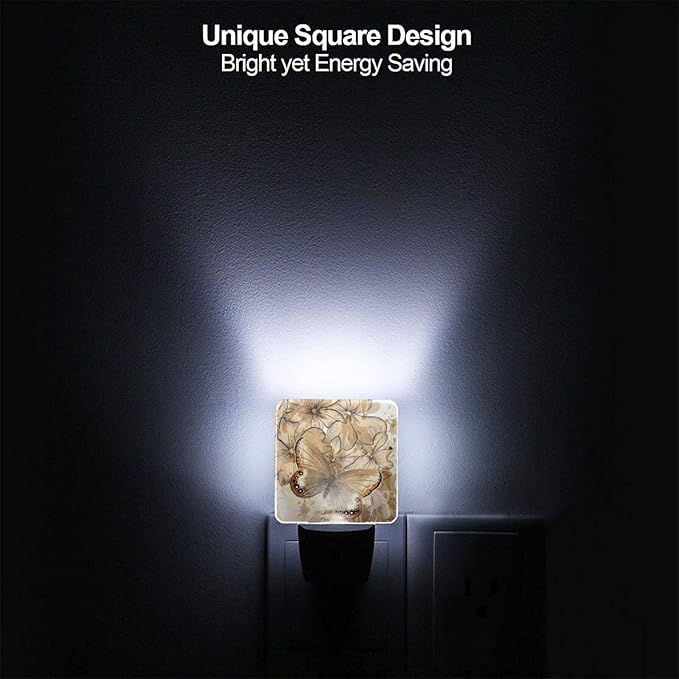 Funny Butterfly Plug in Night Light Plug into Wall LED Nightlight Auto Sensor Dusk to Dawn lamp for Girls Kids Room Bedroom Bathroom Nursery Kitchen Hallway Stairs