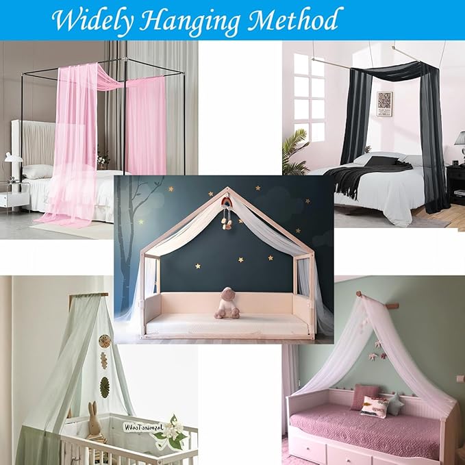 Akiky Canopy Bed Curtains White Bed Canopy Drapes Sheer Curtain Bed Scarf 1 Curtains Panel for Full Queen Size Bed décor