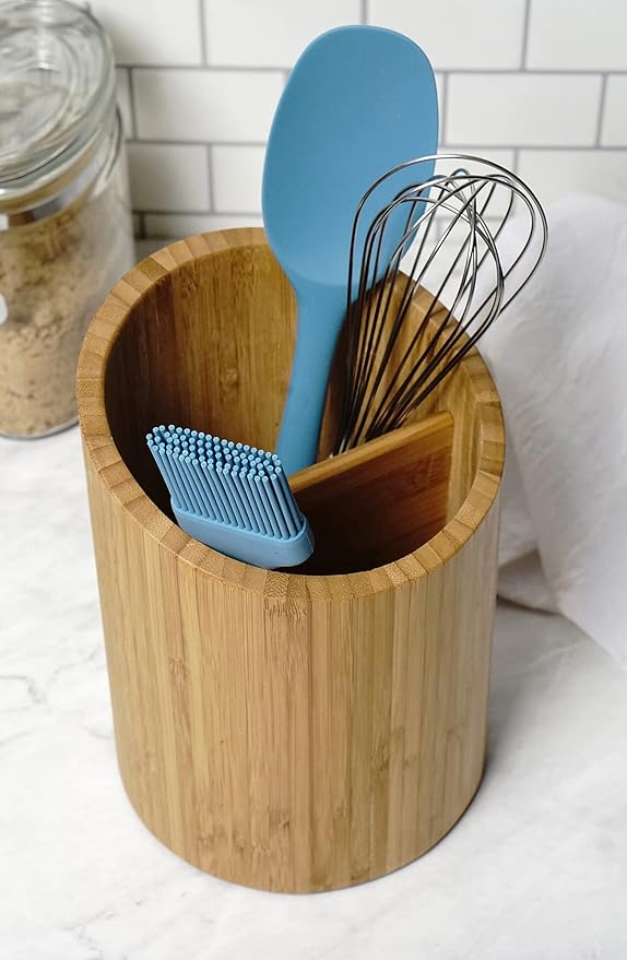 RSVP International Bamboo Collection, Countertop Décor for Kitchen & Tabletop, Tool Holder, 5.5(DIA)x7.75"