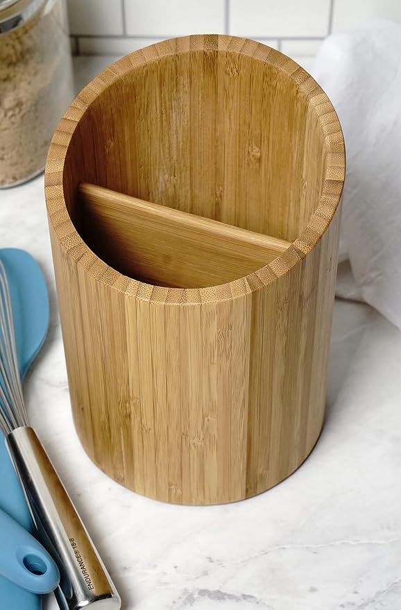 RSVP International Bamboo Collection, Countertop Décor for Kitchen & Tabletop, Tool Holder, 5.5(DIA)x7.75"
