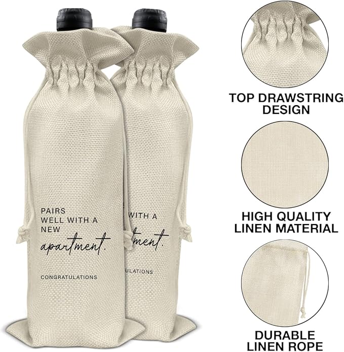 Housewarming Wine Bag, New Apartment Wine Gift Bag, House Warming Gifts for New Homeowner, Realtor Gift to Clients