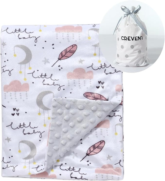 CREVENT Soft Plush Minky Baby Blanket for Girls, for Newborns, Toddlers Bedding Napping - Sweet Dream 30x40 Inches