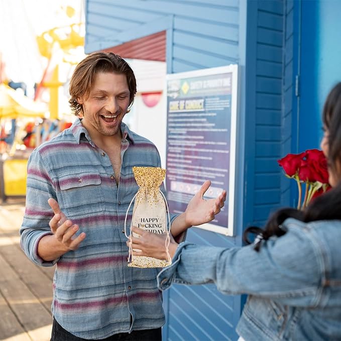 Happy Birthday Gifts for Women Wine Bag Birthday Present 20th 30th 40th 50th 60th Birthday Gifts for Men Coworkers Lady Friend Bestie Principal Anniversary Wine Bags