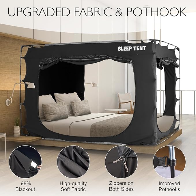 Bed Tent Canopy Twin Size for Adult and Kids Portable Dream Tent Indoor Sleeping Tents 98% Blackout,Breathable Privacy Space on Bed with Three Doors (Mattress Not Included)