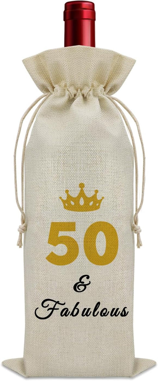 Sazuwu 50 Years Old Birthday Gifts for Women Men Wine Bag Happy 50th Birthday Gifts for Mom Dad Wine Accessories Gifts for Wine Lovers Gifts for Someone Turning Sixty 1974 Birthday Gifts
