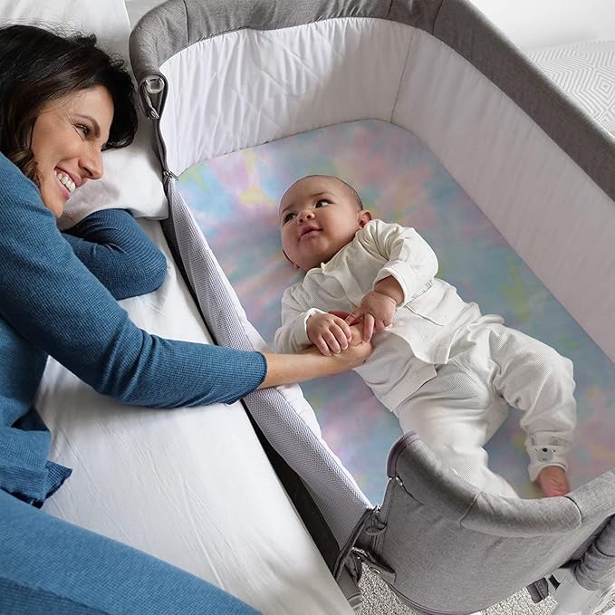 TotAha Premium Stretchy Bassinet Cradle Sheets (2-Pack) -Hypoallergenic, Silky Comfort, Buttery Soft, Calming Effect, All-Season Jersey-Knit, 32 X 16 X 3''(Rainbow & Tie dye)