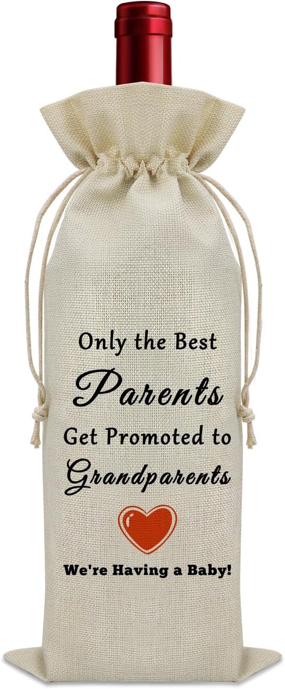 Sazuwu Promoted to Grandparents Gifts Wine Bag Pregnancy Reveal Gifts for New Grandparents First Time Grandparents Gifts Wine Bottle Decoration Bag New Grandma and Grandpa Gifts from Daughter