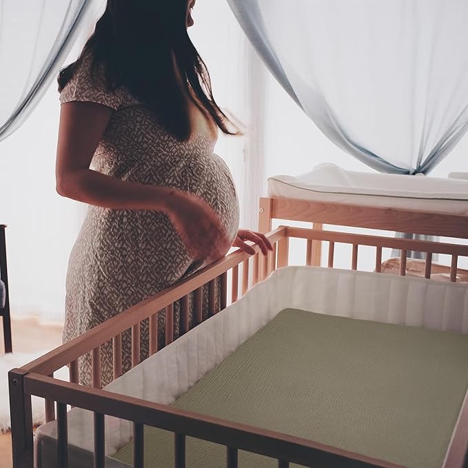 Baby Muslin Crib Sheets - Toddler Cotton Fitted Crib Sheets Neutral for Boys and Girls 2Pack