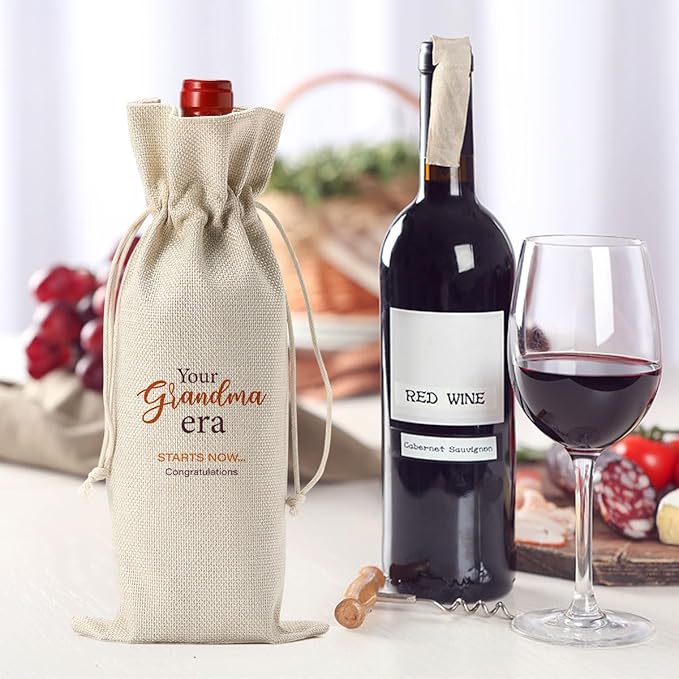 Grandma Wine Bag, New Grandma Gifts, Grandma to Be Gifts, Pregnancy Baby Announcement Gifts for Grandma, Your Grandma Era Starts Now Wine Bag