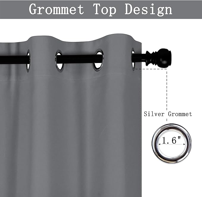 Dark Gray Valance Curtains for Bedroom Solid Grommet Top Blackout Thermal Insulated Curtain Valance for Living Room Basement/Loft/Office 70 X18 1 Panel Grey