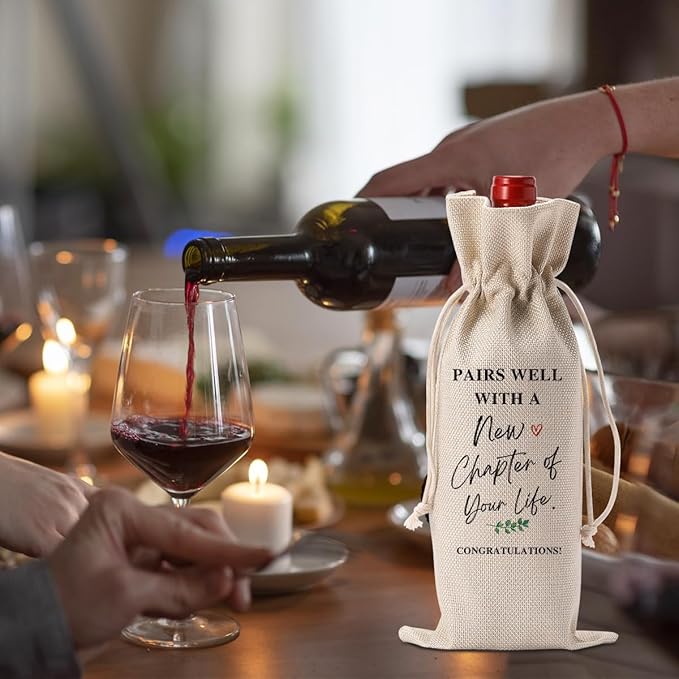 Going Away Gifts for Friends Leaving Away Farewell Retirement Gifts for Women Coworkers New Beginning New Business Owner Gifts for Women Men Pairs Well With A New Chapter of Your Life Wine Bag