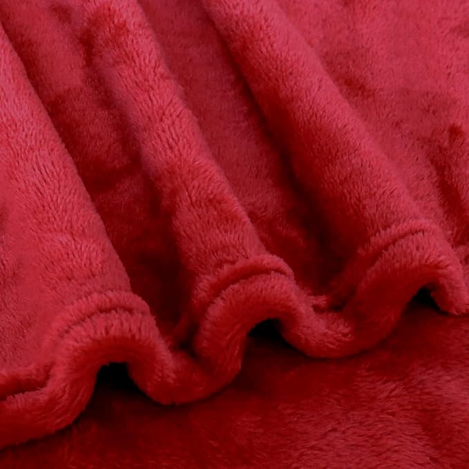 Bnuitland Travel Blanket and Pillow 2 in 1, Soft Flannel Airplane Blanket in Bag Compact-Long Flight Essential for Adults and Kids, Portable Luggage Sleeve and Backpack Clip, 65×40 inch Red