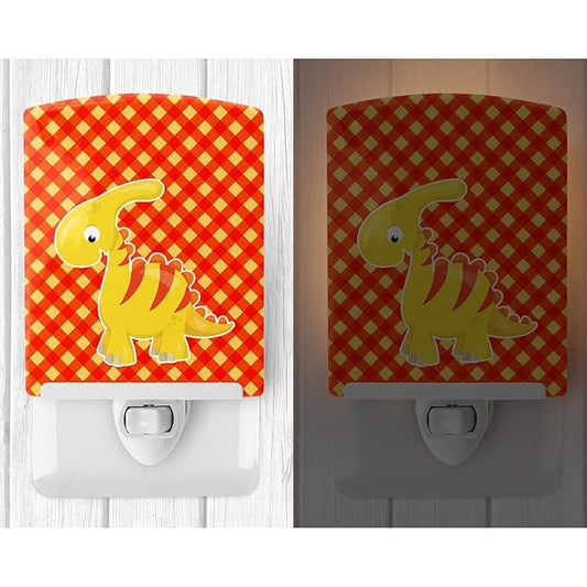 Caroline's Treasures BB6893CNL Parasaurolophus Dinosaur Ceramic Night Light Compact, UL-Certified, Ideal for Bedroom, Bathroom, Nursery, Hallway, Kitchen, 6x4x3, Multicolor