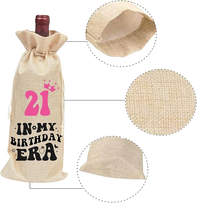 comfit 21th Birthday Gift Ideas for Women Men,21st Birthday Party Decoration Wine Bag Gifts, 21Happy Birthday decor, Pairs Well with Celebrating Birthday Wine Bag for Her Him