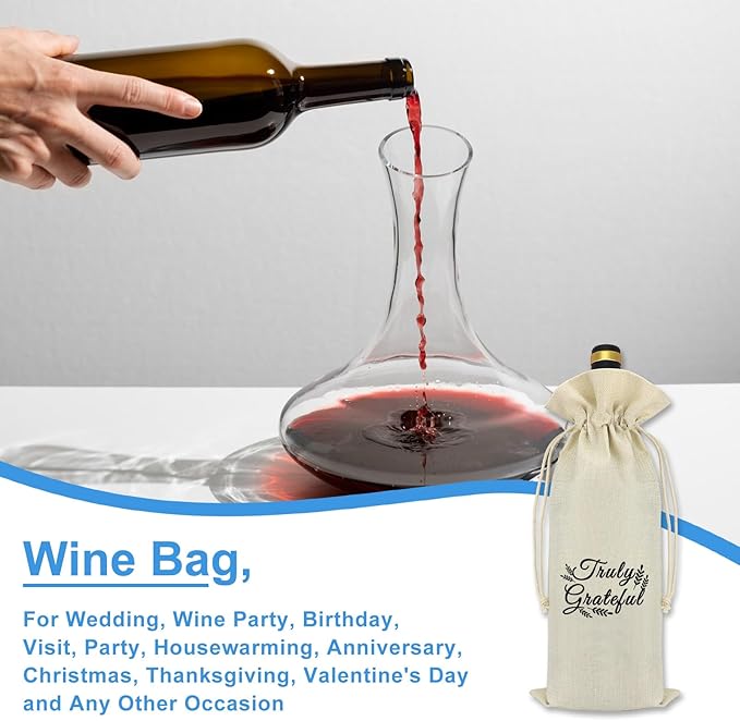 Thanksgiving Decorations Wine Bag Thank You Gifts for Women Men Coworkers Employee Manager Colleague Appreciation Gift Boss's Day Christmas Birthdays Gift for Social Worker Volunteer Wine Bottle Bag