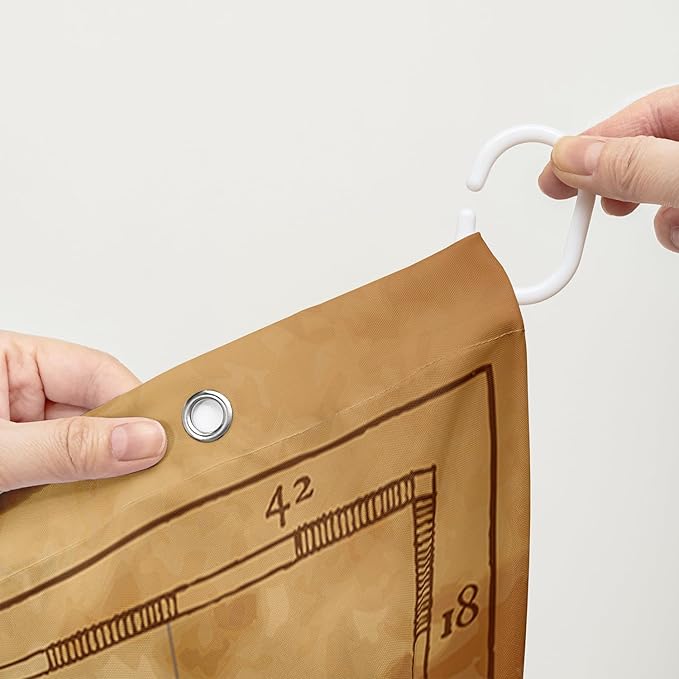 AILONEN Pirate Skull Shower Curtain for Bathroom,Vintage Ocean Nautical Bath Curtain Decoration,Pirate Captain Old Map Print Waterproof Shower Curtain with 12 Plastic Hooks, 72" W*96" H