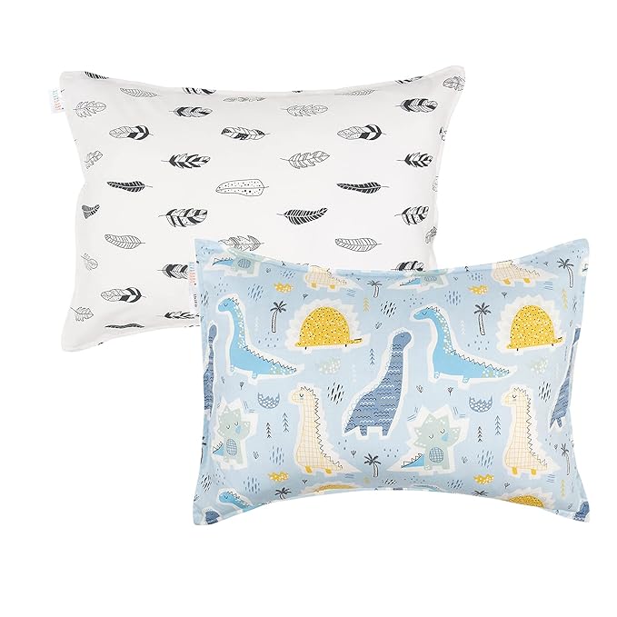 ALVABABY Toddler Pillow Cover Fits 13 x 18,12x 16 Kids Pillow 2 Pack Cotton Sleep Travel Pillowcases with Envelope Baby Children Pillowcase for Boys Girls Sleep and Dream