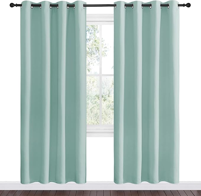 NICETOWN Aqua Blue Blackout Curtains 78" Long for Office, Dining Room, Guest Room, Sound Reducing Heat and Cold Block Curtain Panels for Modern Room Decorative (55" Wide by 78" Long, 2 Pieces)