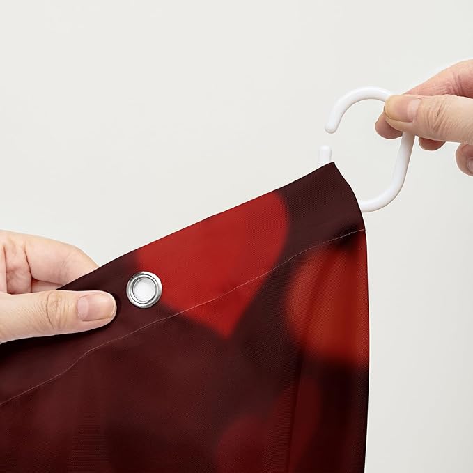 AILONEN Red Rose Shower Curtain for Bathroom, Romantic Flower Rose 3D Printed Valentine Wedding Bathroom Curtain,60" W*72" H Polyester Waterproof Bath Curtain with 12 Hooks