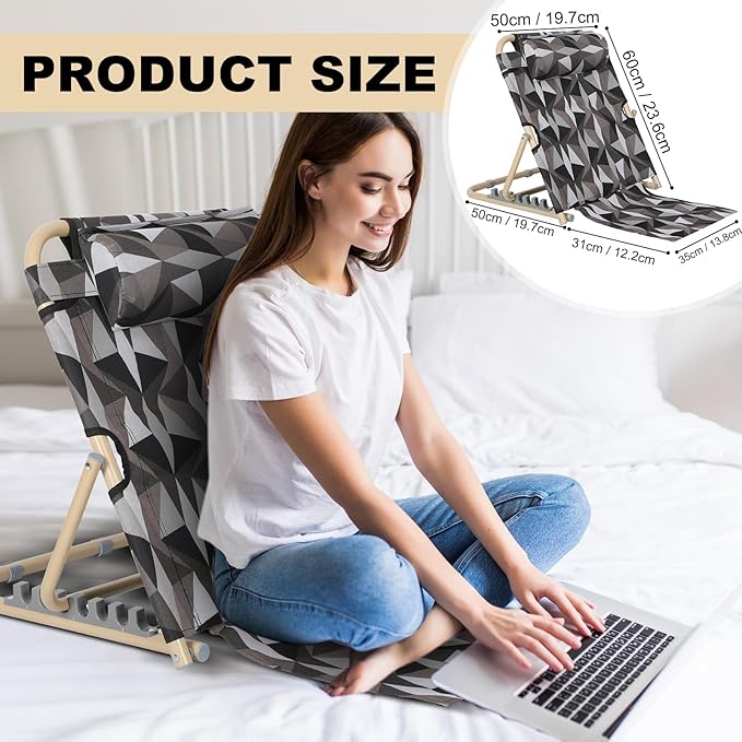 Lifting Bed Backrest Portable Folding Adjustable Sit up Back Rest Multifunction Chair for Bed Change Angle of Backrest for Elderly Patients Back Neck Lumbar Support (Mixed Color,23.6 Inch)