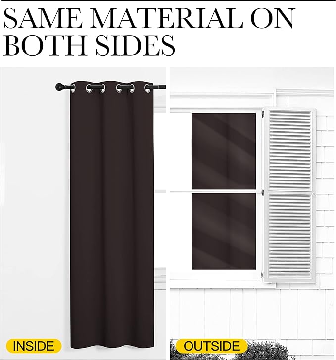NICETOWN Blackout Curtain Panels for Bedroom Window, Triple Weave Microfiber Energy Saving Thermal Insulated Solid Grommet Blackout Draperies and Drapes(One Pair, 34 inches by 72 inches, Toffee Brown)