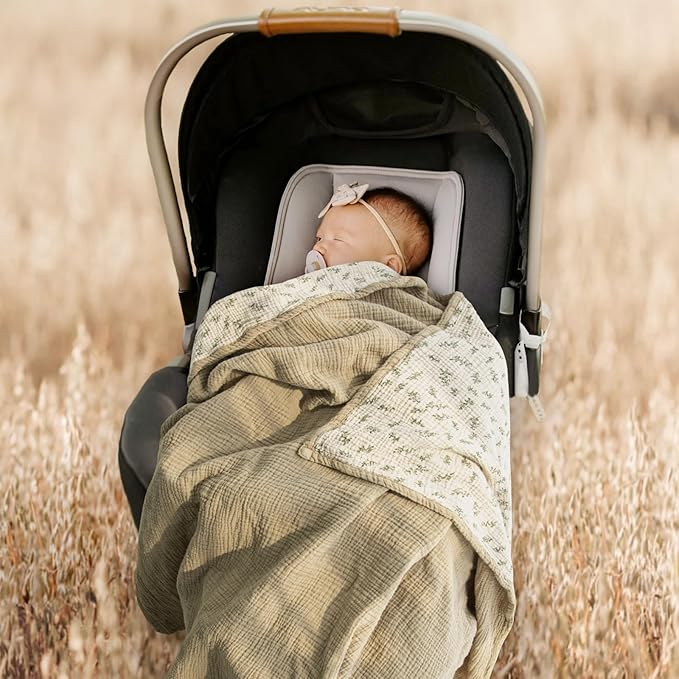 Lulu moon Muslin Quilt Blanket, Crib Blanket for Baby and Toddler,47x47 Inches(Olive Tree)