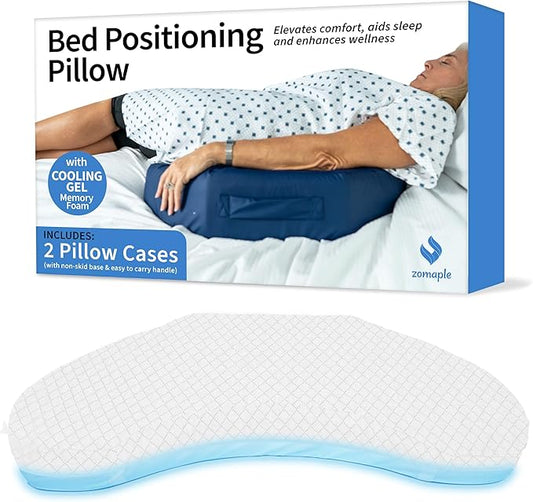 Bedsore Positioning Pillow Wedge - Bedsore Prevention and Faster Recovery - Heat Regulating Bed Sore Cushion for Butt Lifting and Easy Positioning - 2 Non-Skid Removable Covers (White)