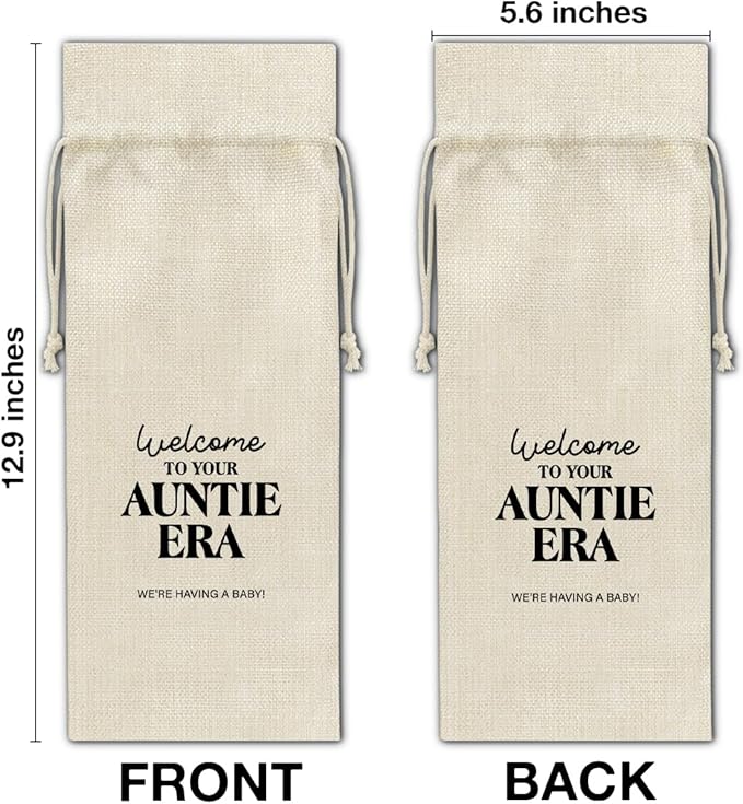 Pregnancy Announcement Wine Bag, Baby Announcements Gifts for New Aunt Auntie Bestie Sister, Pregnancy Reveal Wine Gift Bag