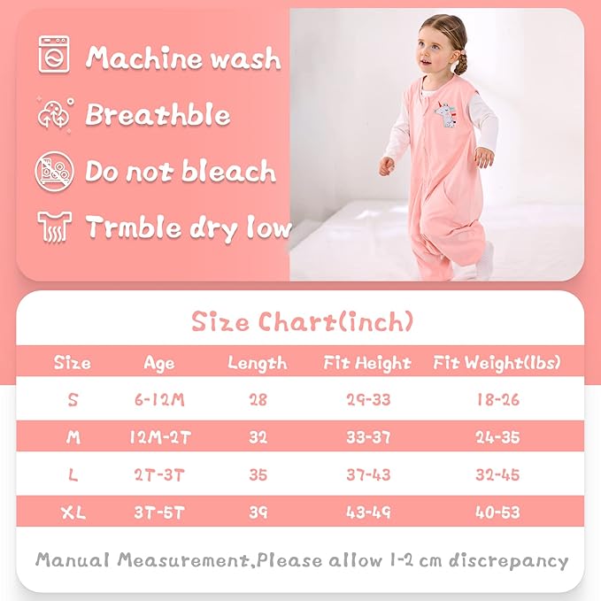 WONDAY Baby Toddler Sleep Sack, Sleep Sack 3t-5t, Light Sleep Sack Baby Wearable Blanket, Baby Sleep Sacks with Feet, Sleeveless Soft Sleep Sacks for Baby Boys or Girls