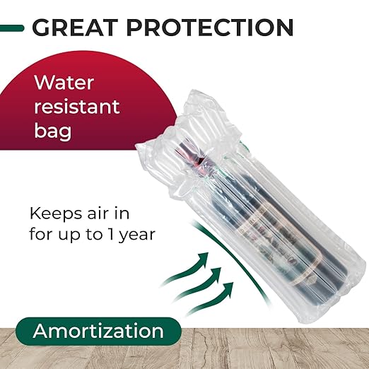 IDL Packaging Inflated Wine Bags for Travel, Pack of 5 - Reusable Air Column Bags for up to 750 ml Bottles - Wine Bottle Protector for Packing, Travel and Shipping - Glass Cushioning
