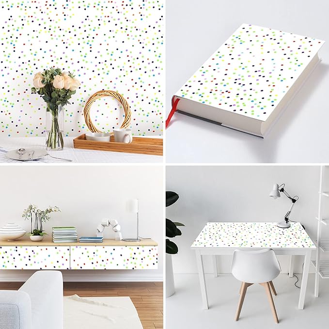 Amaonm Removable 15.8 x 98.4inch Wall Decals DIY Wallpaper Wall Stickers Murals Decor for Kids Babys Girls Bedroom Teens Nursery Living Room Door Desk Decoration (Dot)